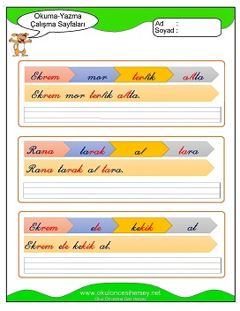 k sesi Grubu Çalışma Sayfaları